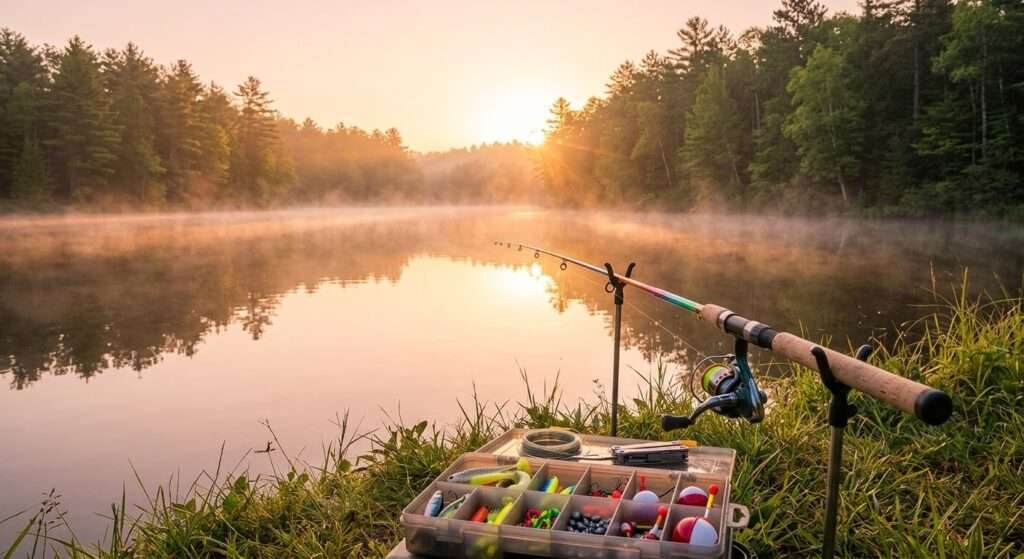 Fishing gear on river